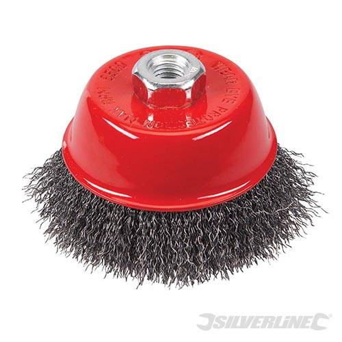 Spazzola a tazza in acciaio per smerigliatrici angolari ideale per varie lavorazioni silverline Silverline