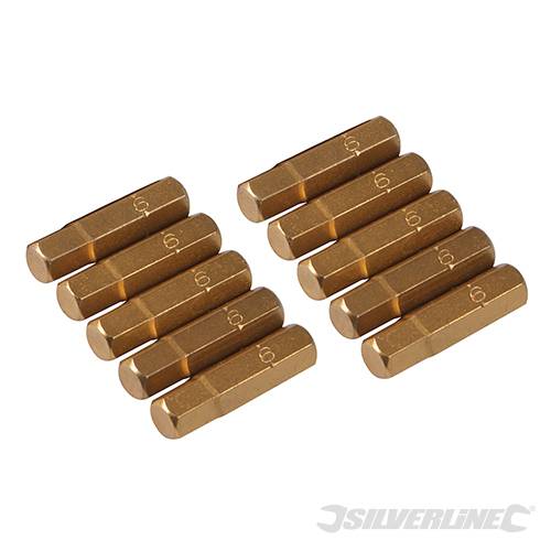 Inserti per cacciavite dorate in Acciaio S2 rivestito di titanio codolo esagonale 1/4 PH - PZ - A TAGLIO - ESAGONALE - T Silverline