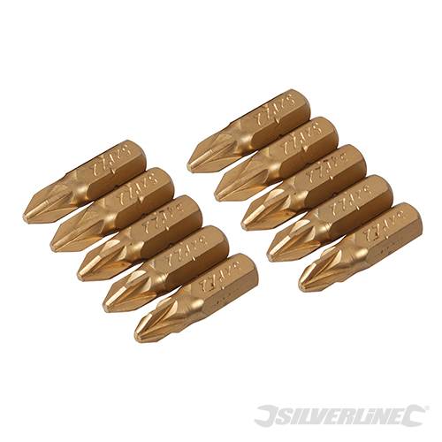 Inserti per cacciavite dorate in Acciaio S2 rivestito di titanio codolo esagonale 1/4 PH - PZ - A TAGLIO - ESAGONALE - T Silverline