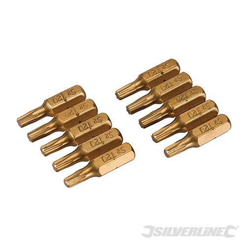 Inserti per cacciavite dorate in Acciaio S2 rivestito di titanio codolo esagonale 1/4 PH - PZ - A TAGLIO - ESAGONALE - T Silverline