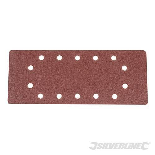 Fogli di levigatura 1/2 a fissaggio strappo pre-forati in ossido di alluminio varie grane Silverline