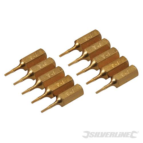 Inserti per cacciavite dorate in Acciaio S2 rivestito di titanio codolo esagonale 1/4 PH - PZ - A TAGLIO - ESAGONALE - T Silverline
