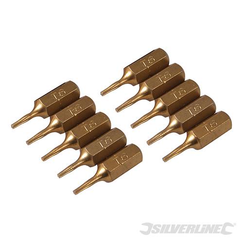 Inserti per cacciavite dorate in Acciaio S2 rivestito di titanio codolo esagonale 1/4 PH - PZ - A TAGLIO - ESAGONALE - T Silverline