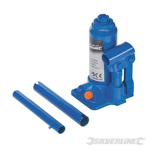 Cric idraulico con regolazione officina a bottiglia varie tonnellate Silverline Silverline