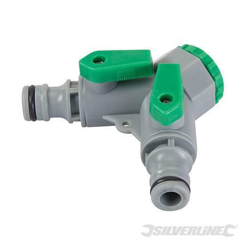 Raccordo a due vie con valvole 3/4"" BSP e 1/2" maschio silverline Silverline