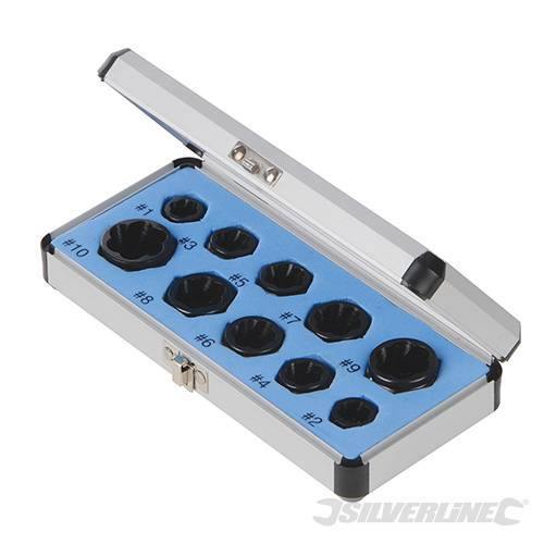 Set estrattori bulloni viti 10 pz misure da 9 a 19 mm in acciaio Prezzo Silverline Silverline