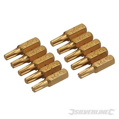 Inserti per cacciavite dorate in Acciaio S2 rivestito di titanio codolo esagonale 1/4 PH - PZ - A TAGLIO - ESAGONALE - T Silverline
