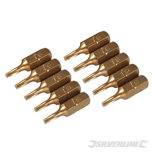 Inserti per cacciavite dorate in Acciaio S2 rivestito di titanio codolo esagonale 1/4 PH - PZ - A TAGLIO - ESAGONALE - T Silverline