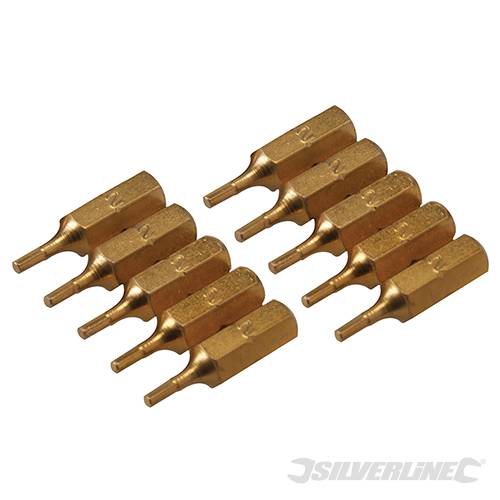 Inserti per cacciavite dorate in Acciaio S2 rivestito di titanio codolo esagonale 1/4 PH - PZ - A TAGLIO - ESAGONALE - T Silverline