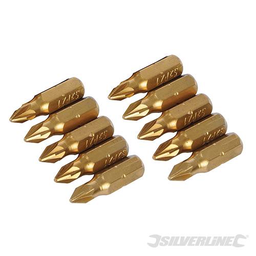 Inserti per cacciavite dorate in Acciaio S2 rivestito di titanio codolo esagonale 1/4 PH - PZ - A TAGLIO - ESAGONALE - T Silverline