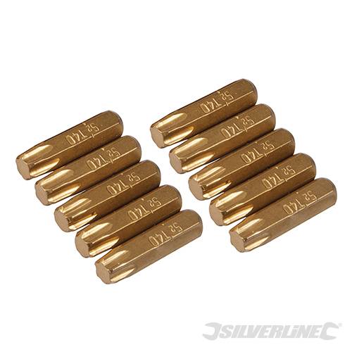 Inserti per cacciavite dorate in Acciaio S2 rivestito di titanio codolo esagonale 1/4 PH - PZ - A TAGLIO - ESAGONALE - T Silverline