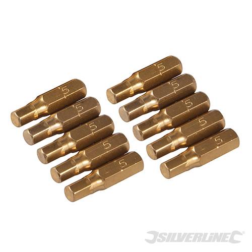 Inserti per cacciavite dorate in Acciaio S2 rivestito di titanio codolo esagonale 1/4 PH - PZ - A TAGLIO - ESAGONALE - T Silverline