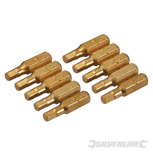 Inserti per cacciavite dorate in Acciaio S2 rivestito di titanio codolo esagonale 1/4 PH - PZ - A TAGLIO - ESAGONALE - T Silverline