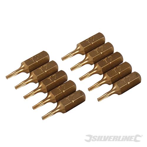 Inserti per cacciavite dorate in Acciaio S2 rivestito di titanio codolo esagonale 1/4 PH - PZ - A TAGLIO - ESAGONALE - T Silverline