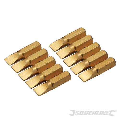 Inserti per cacciavite dorate in Acciaio S2 rivestito di titanio codolo esagonale 1/4 PH - PZ - A TAGLIO - ESAGONALE - T Silverline