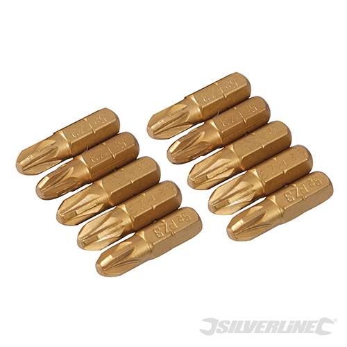 Inserti per cacciavite dorate in Acciaio S2 rivestito di titanio codolo esagonale 1/4 PH - PZ - A TAGLIO - ESAGONALE - T Silverline