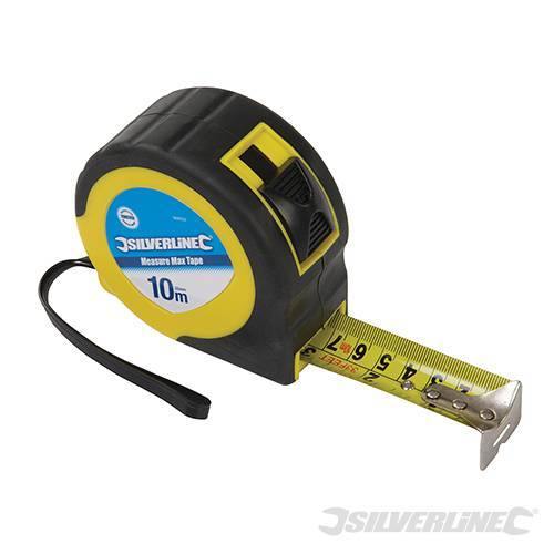 Silverline metro flessibile flessometro riga ABS 10 m x 32 mm comoda impugnatura Silverline