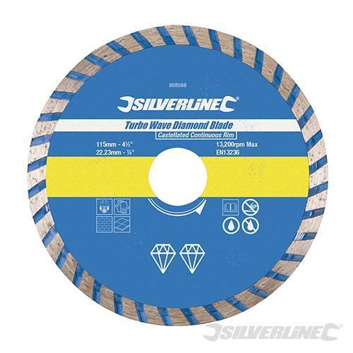 Lama a disco diamantata Turbo Wave per piastrelle adatta a smerigliatrici angolari Silverline