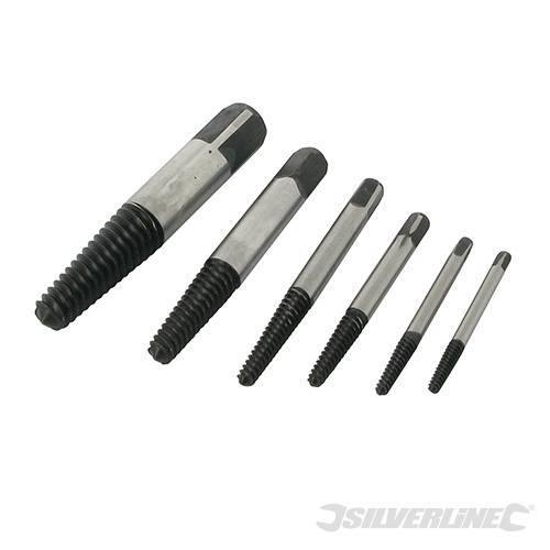 Kit estrattore viti e bulloni in acciaio 3 - 25 mm Silverline 6 pezzi Silverline