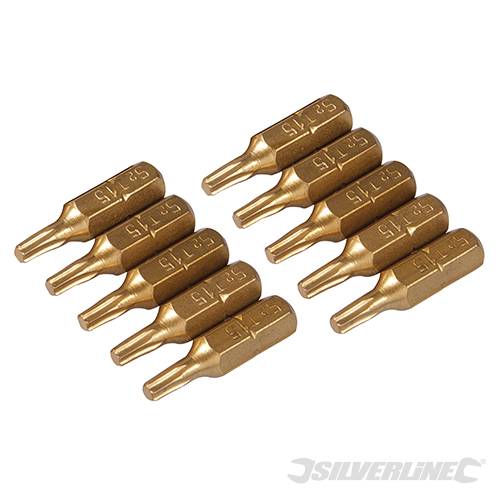Inserti per cacciavite dorate in Acciaio S2 rivestito di titanio codolo esagonale 1/4 PH - PZ - A TAGLIO - ESAGONALE - T Silverline