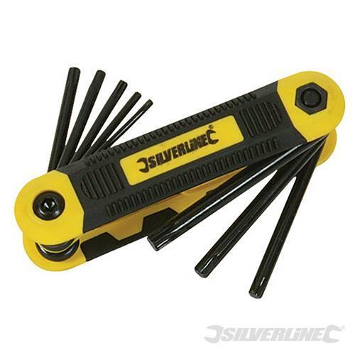 Kit Chiavi T9 - T40 tascabile in acciaio imperiali esagonali stella Expert 8 pz Silverline