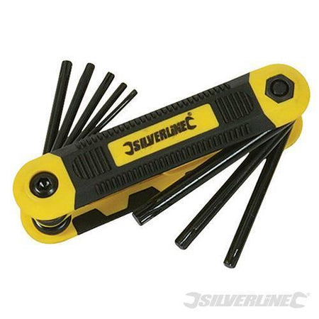 Kit Chiavi T9 - T40 tascabile in acciaio imperiali esagonali stella Expert 8 pz Silverline