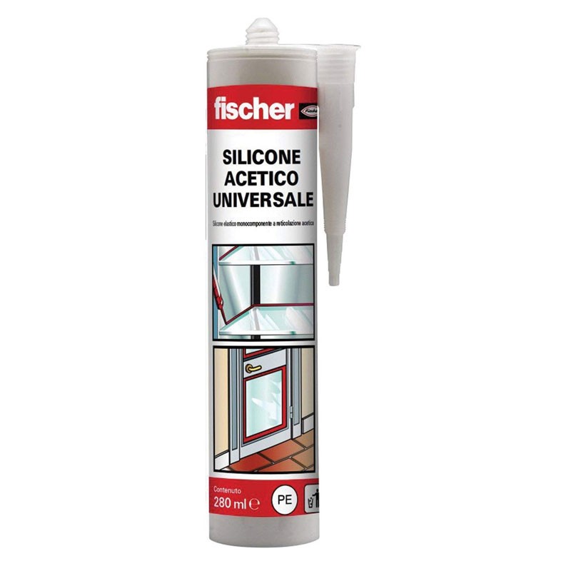 Silicone acetico universale monocomponente a basso modulo Fischer, colore bianco. Fisher