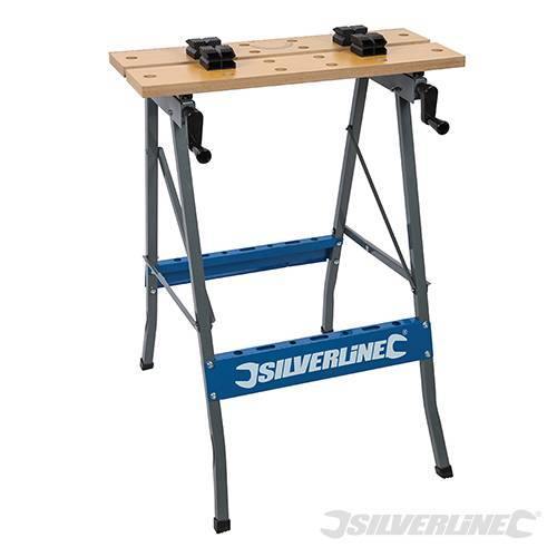 Banco cavalletto regolabile portatile lavoro con carico fino a 100Kg Silverline Silverline