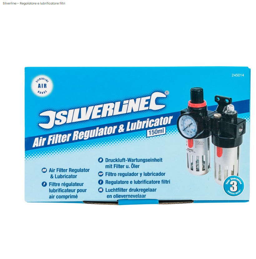 Regolatore e lubrificatore filtri 150ml Silverline Silverline