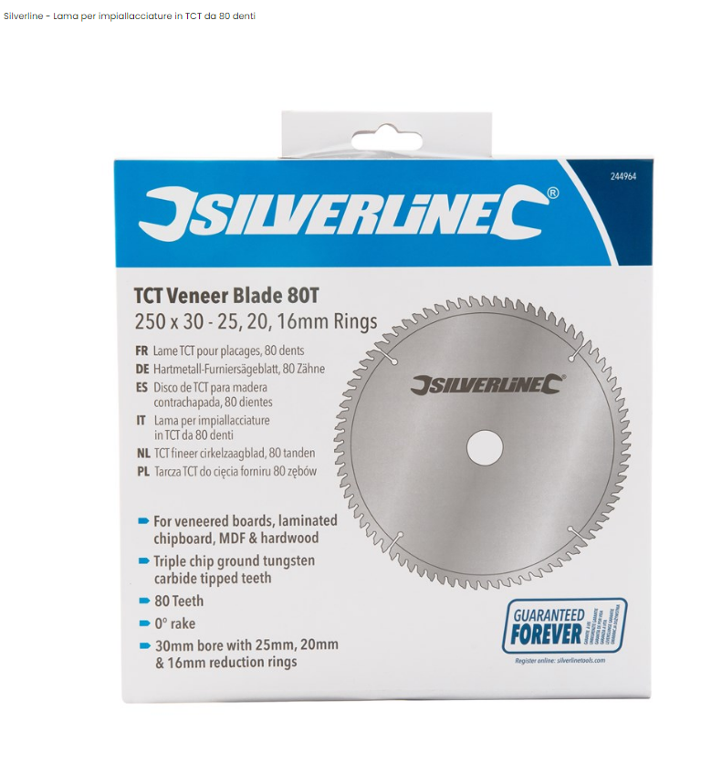 Silverline Lama per impiallacciature in TCT da 80 denti Silverline