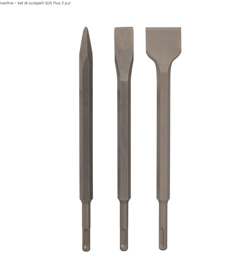 Set di scalpelli SDS Plus con manico esagonale robusto 3 pezzi offertissima silverline Silverline