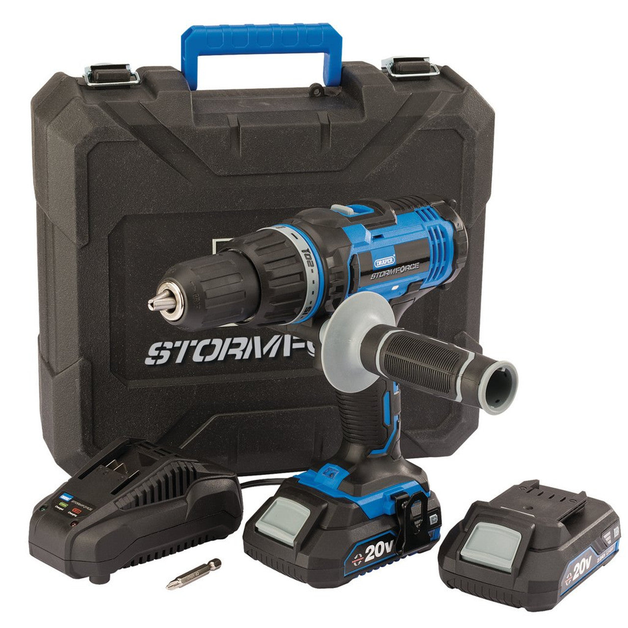 Trapano combinato Draper Storm Force® 20V, 2 batterie da 2,0Ah, 1 caricatore Draper Tools Eternal Brico