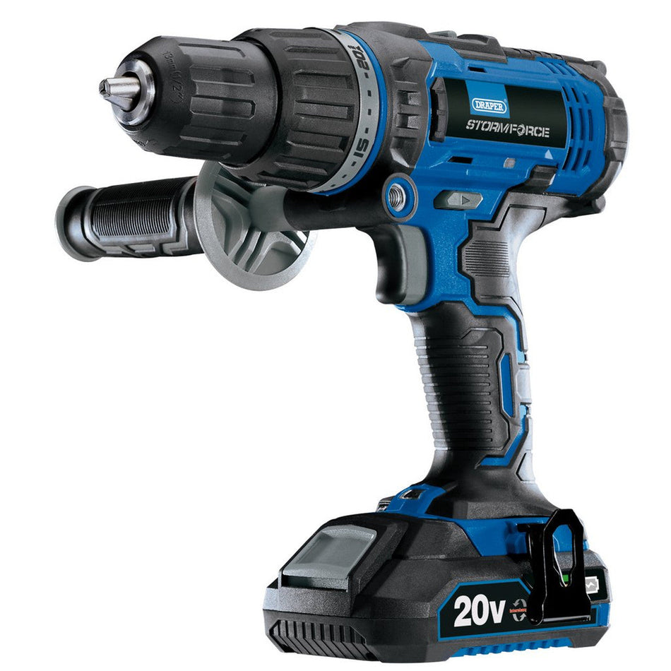 Trapano combinato Draper Storm Force® 20V, 2 batterie da 2,0Ah, 1 caricatore Draper Tools Eternal Brico