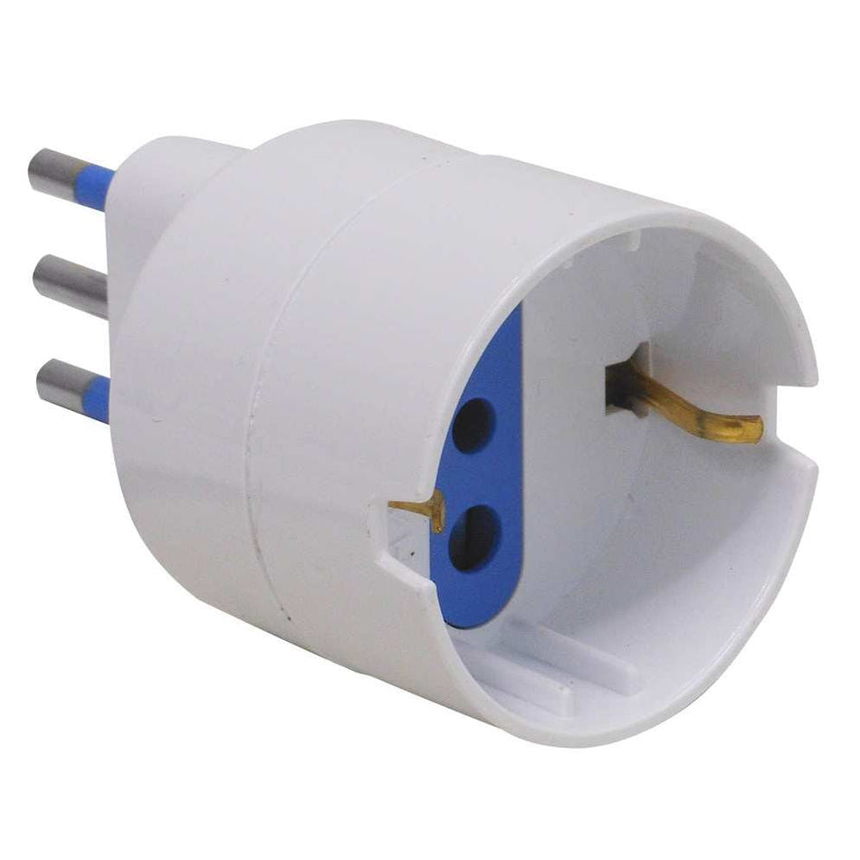 ADATTATORE SEMPLICE IN BLISTER 2P+T spina 10A/ presa schuko 10A Globex Globex