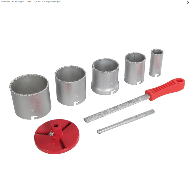 Kit di seghe a tazza a grana di tungsteno 8 pezzi Silverline Silverline