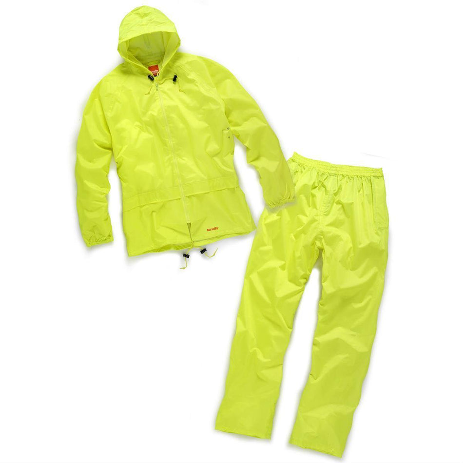 Tuta impermeabile di colore giallo o nero antipioggia con cappuccio regolabile scruffs hardwear