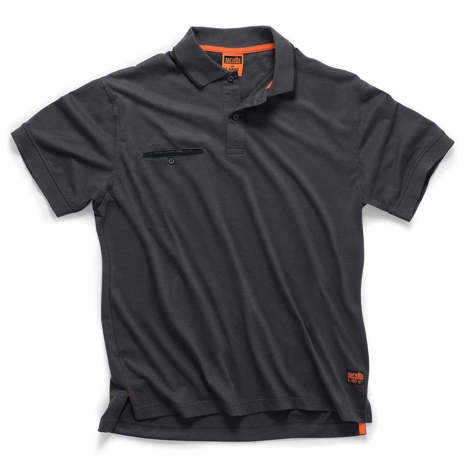 Polo da lavoro Scruffs grigia o nera in tessuto leggero e taschino sul petto scruffs hardwear