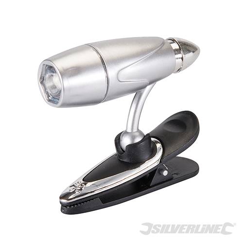 Lampada torcia da lettura luminosa girevole a LED con clip Silverline Silverline