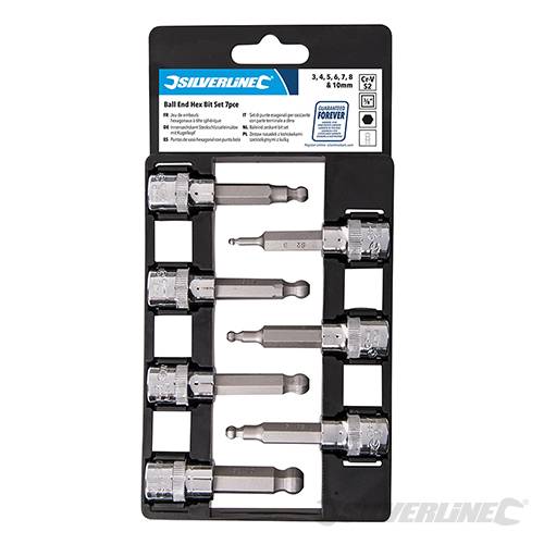 Set di punte esagonali per cacciavite a sfera da 3/8" Silverline meccanica 7pz Silverline