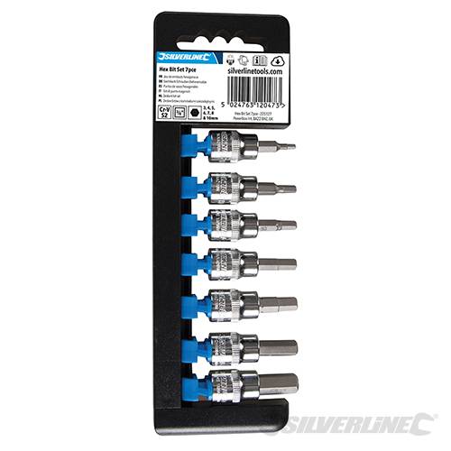 Set punte chiavi inserti 3/8" esagonali 3-10 mm per cacciavite Silverline Silverline