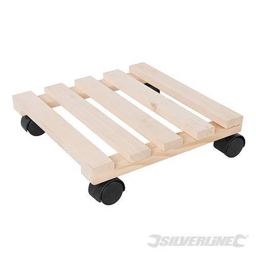 Carrello in legno per piante trasporto con ruote pratico fino a 60 kg Silverline Silverline