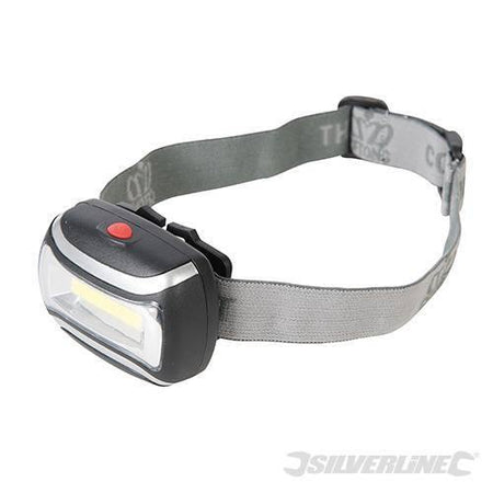 Torcia luminosa da testa COB LED cinturino regolabile Silverline Silverline