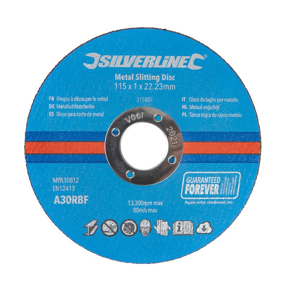 Silverline - Dischi da taglio per smerigliatrice conf. 10 p.zi 115 x 1 x 22,23 mm per metallo Eternal Brico