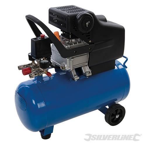 Compressore d'aria 24L motore pressione energia 1500 W - 2 CV Silverline Silverline