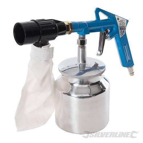 Kit di sabbiatura - pistola con contenitore 850 ml 6pz per aria compressa Silverline