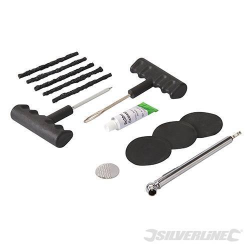 Kit di riparazione fori negli pneumatici Silverline 13pezzi Silverline