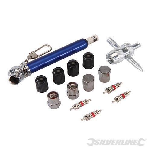 Kit di riparazione per valvola di pneumatici Silverline 14 pezzi Silverline