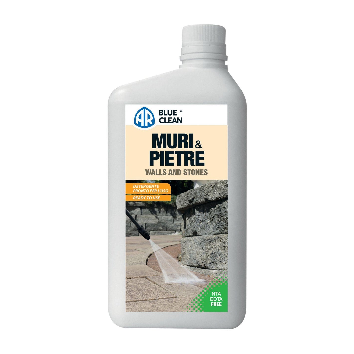 Detergente per Pietre e Muri 1L, per Pulire Superfici in Pietra Naturale e Sassi AR Blue Clean