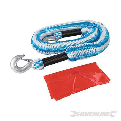 Fune corda da traino 2t elasticizzata Silverline 1,75 - 4 m con ganci fucinati Silverline