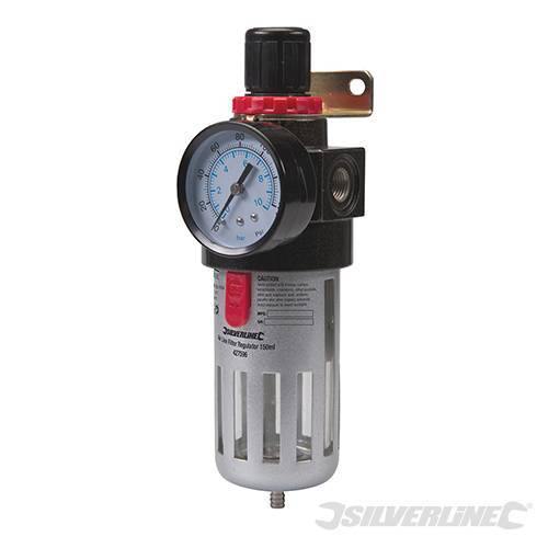Filtro regolatore per aria compressa pressione manometro Silverline 150 ml silverline